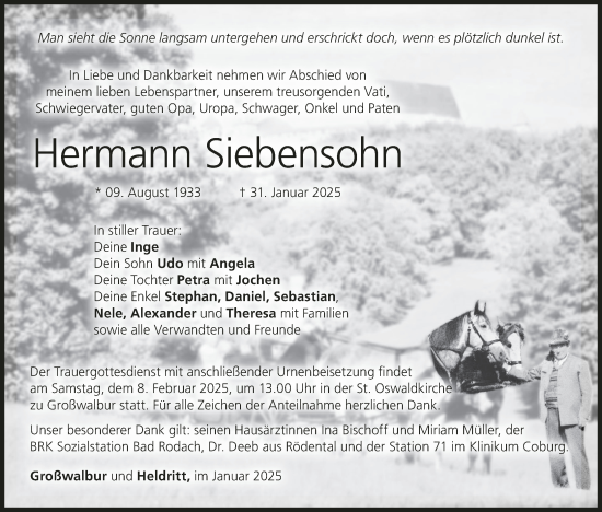 Anzeige von Hermann Siebensohn von MGO