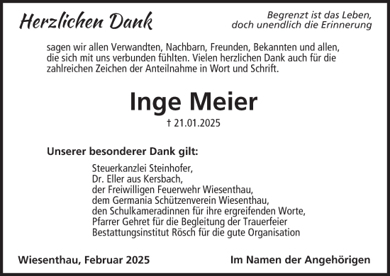 Anzeige von Inge Meier von MGO
