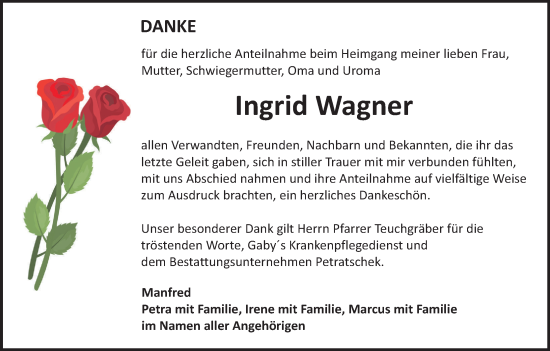 Anzeige von Ingrid Wagner von MGO