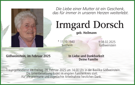 Anzeige von Irmgard Dorsch von MGO