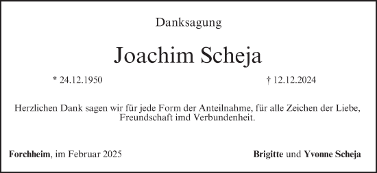 Anzeige von Joachim Scheja von MGO