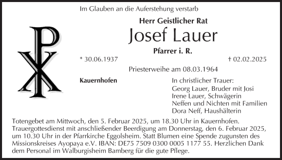Anzeige von Josef Lauer von MGO