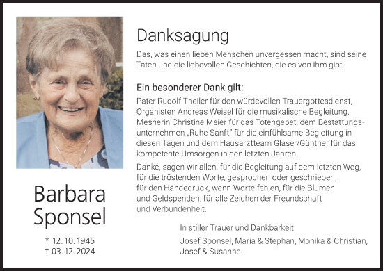 Anzeige von Josef Sponsel von MGO
