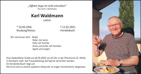 Anzeige von Karl Waldmann von MGO