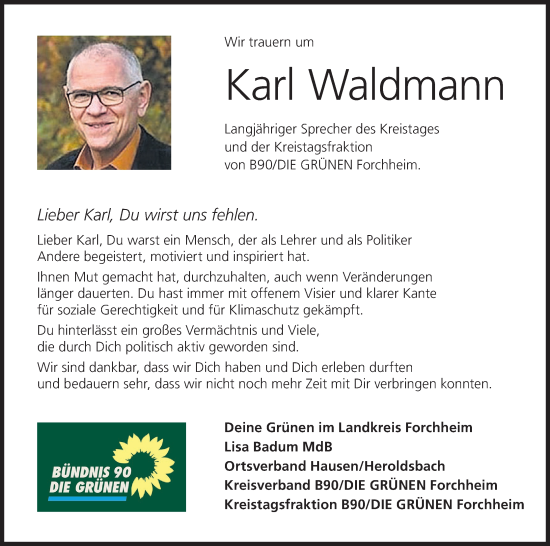 Anzeige von Karl Waldmann von MGO