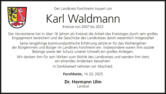 Anzeige von Karl Waldmann von MGO