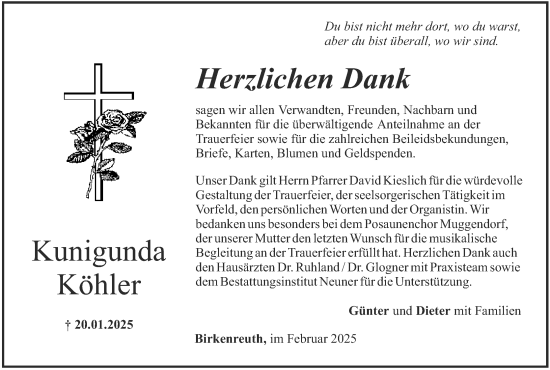 Anzeige von Kunigunda Köhler von MGO
