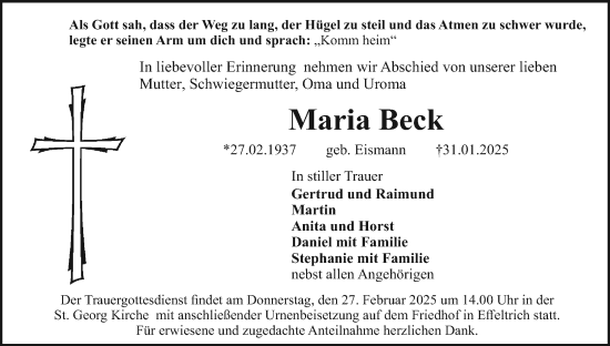 Anzeige von Maria Beck von MGO