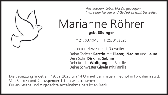Anzeige von Marianne Röhrer von MGO