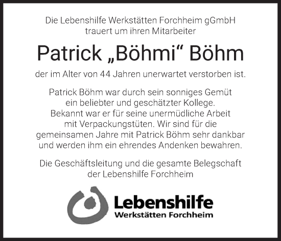 Anzeige von Patrick Böhm von MGO