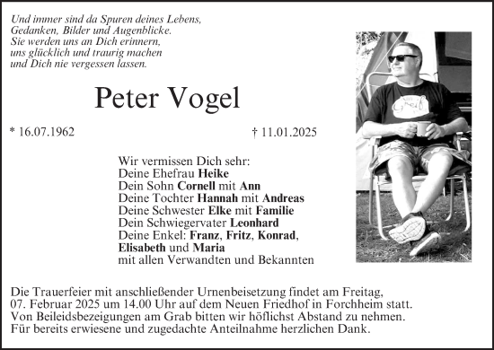 Anzeige von Peter Vogel von MGO