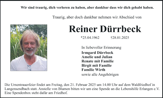 Anzeige von Reiner Dürrbeck von MGO