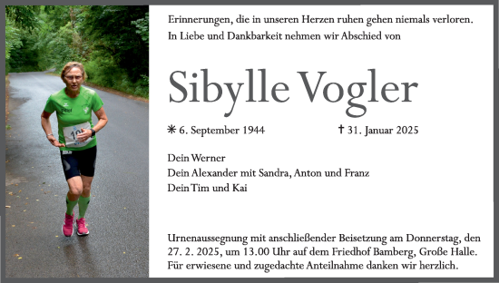 Anzeige von Sibylle Vogler von MGO