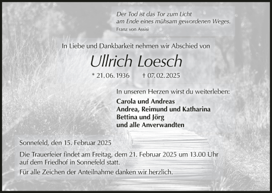 Anzeige von Ullrich Loesch von MGO