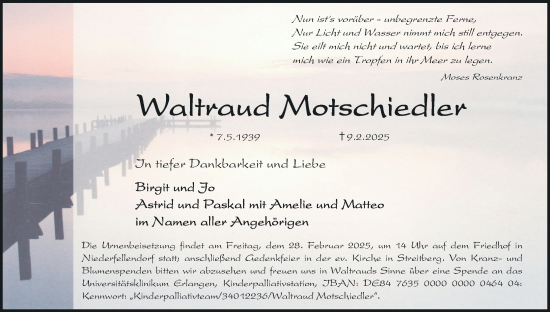 Anzeige von Waltraud Motschiedler von MGO