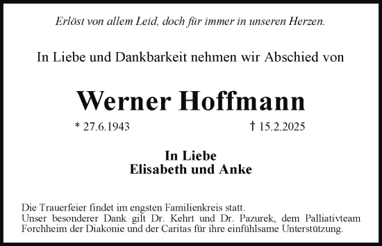 Anzeige von Werner Hoffmann von MGO