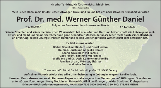 Anzeige von Werner Günther Daniel von MGO