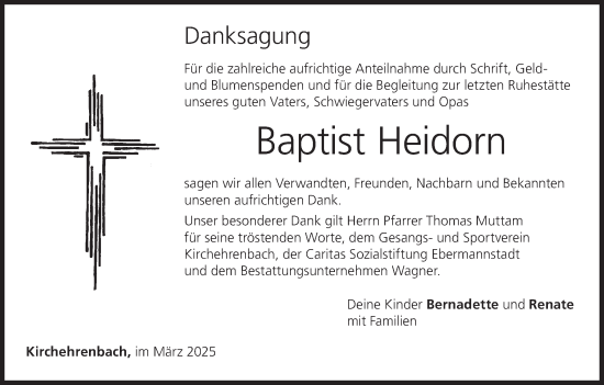 Anzeige von Baptist Heidorn von MGO
