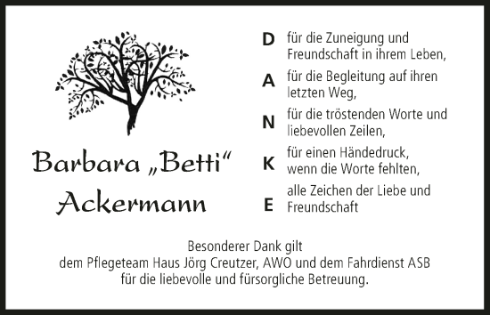 Anzeige von Barbara Ackermann von MGO