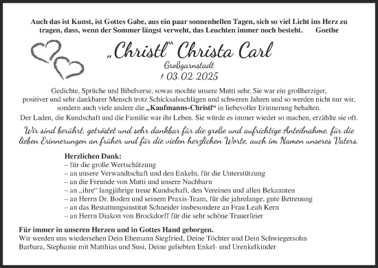 Anzeige von Christa Carl von MGO