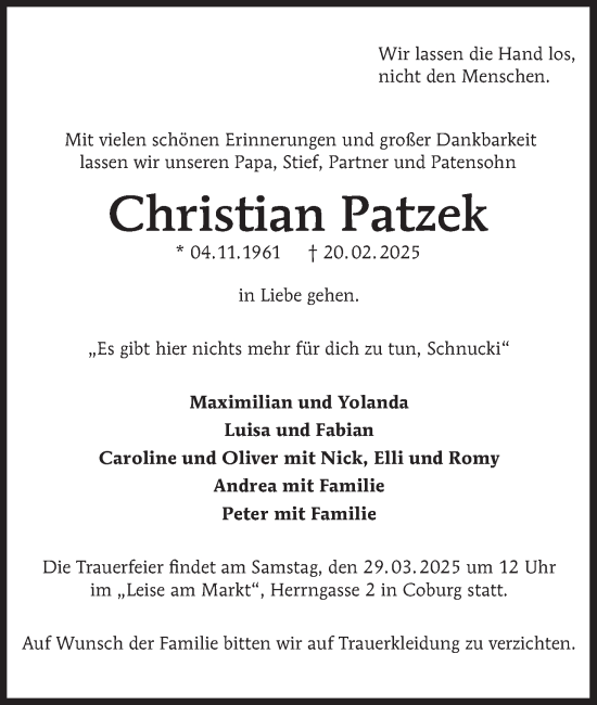 Anzeige von Christian Patzek von MGO