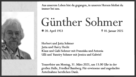 Anzeige von Günther Sohmer von MGO