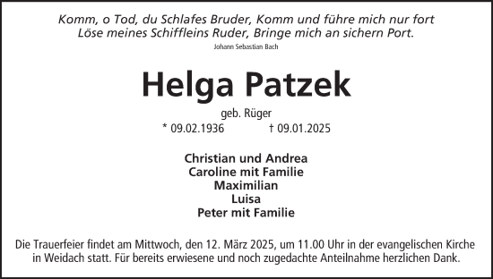 Anzeige von Helga Patzek von MGO