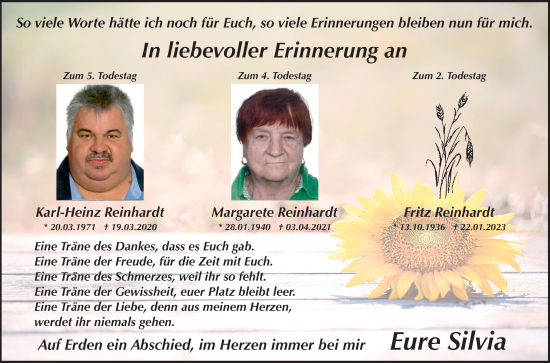 Anzeige von Karl-Heinz Reinhardt von MGO
