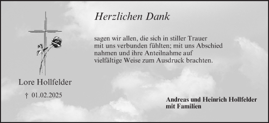 Anzeige von Lore Hollfelder von MGO