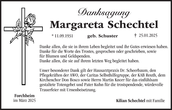 Anzeige von Margareta Schechtel von MGO