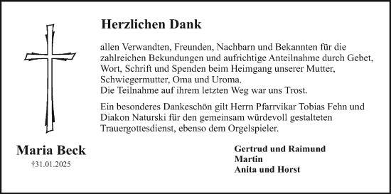 Anzeige von Maria Beck von MGO