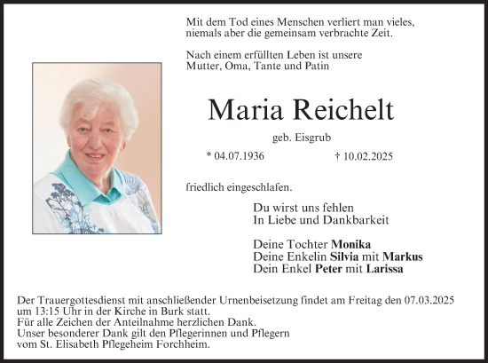 Anzeige von Maria Reichelt von MGO