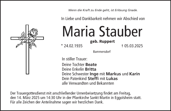 Anzeige von Maria Stauber von MGO