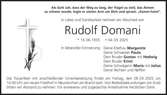 Anzeige von Rudolf Domani von MGO