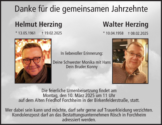 Anzeige von Walter Herzing von MGO