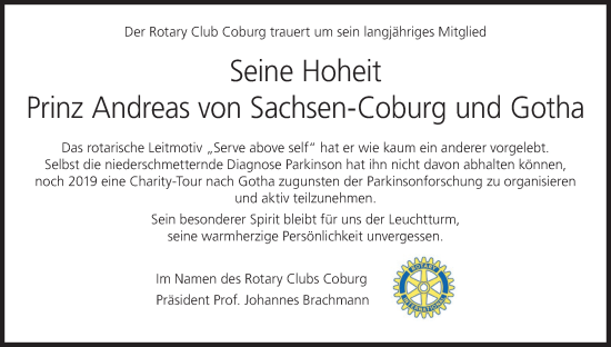 Anzeige von Andreas von Sachsen-Coburg und Gotha von MGO