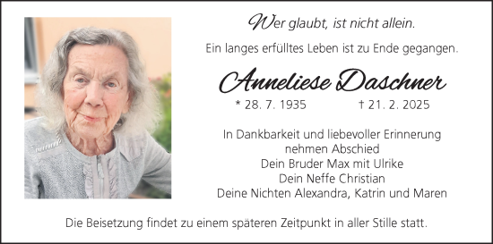 Anzeige von Anneliese Daschner von MGO