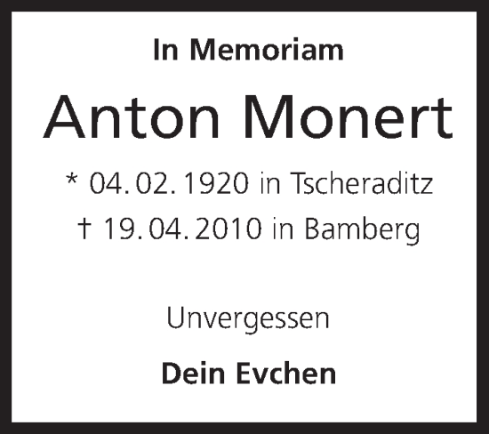 Anzeige von Anton Monert von MGO
