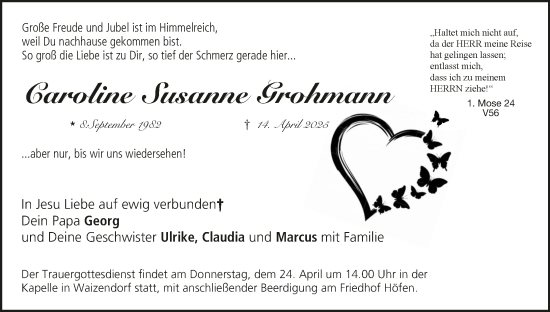 Anzeige von Caroline Susanne Grohmann von MGO