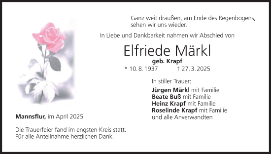 Anzeige von Elfriede Märkl von MGO
