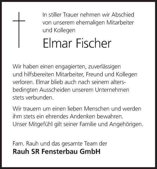 Anzeige von Elmar Fischer von MGO