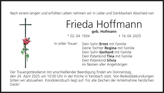 Anzeige von Frieda Hoffmann von MGO
