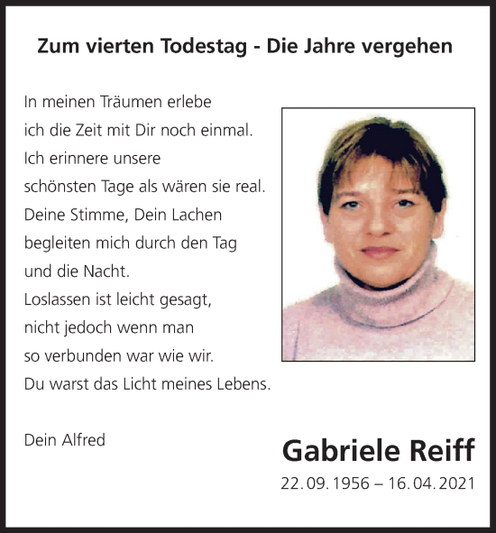 Anzeige von Gabriele Reiff von MGO