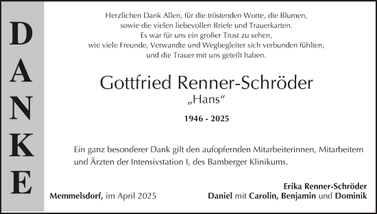 Anzeige von Gottfried Renner-Schröder von MGO