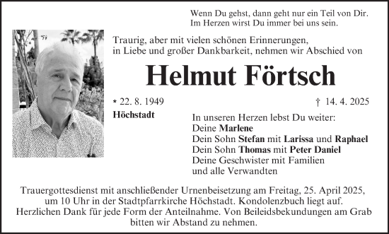 Anzeige von Helmut Förtsch von MGO