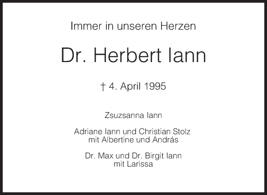 Anzeige von Herbert Iann von MGO