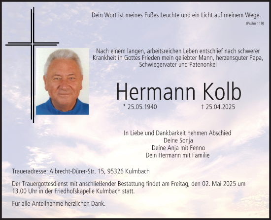 Anzeige von Hermann Kolb von MGO