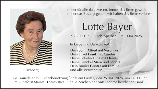 Anzeige von Lotte Bayer von MGO
