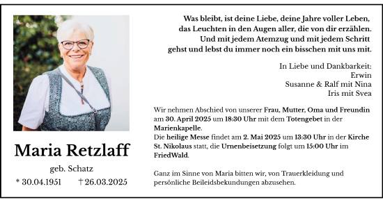 Anzeige von Maria Retzlaff von MGO