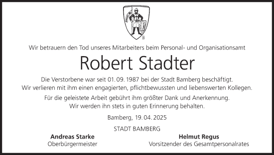 Anzeige von Robert Stadter von MGO